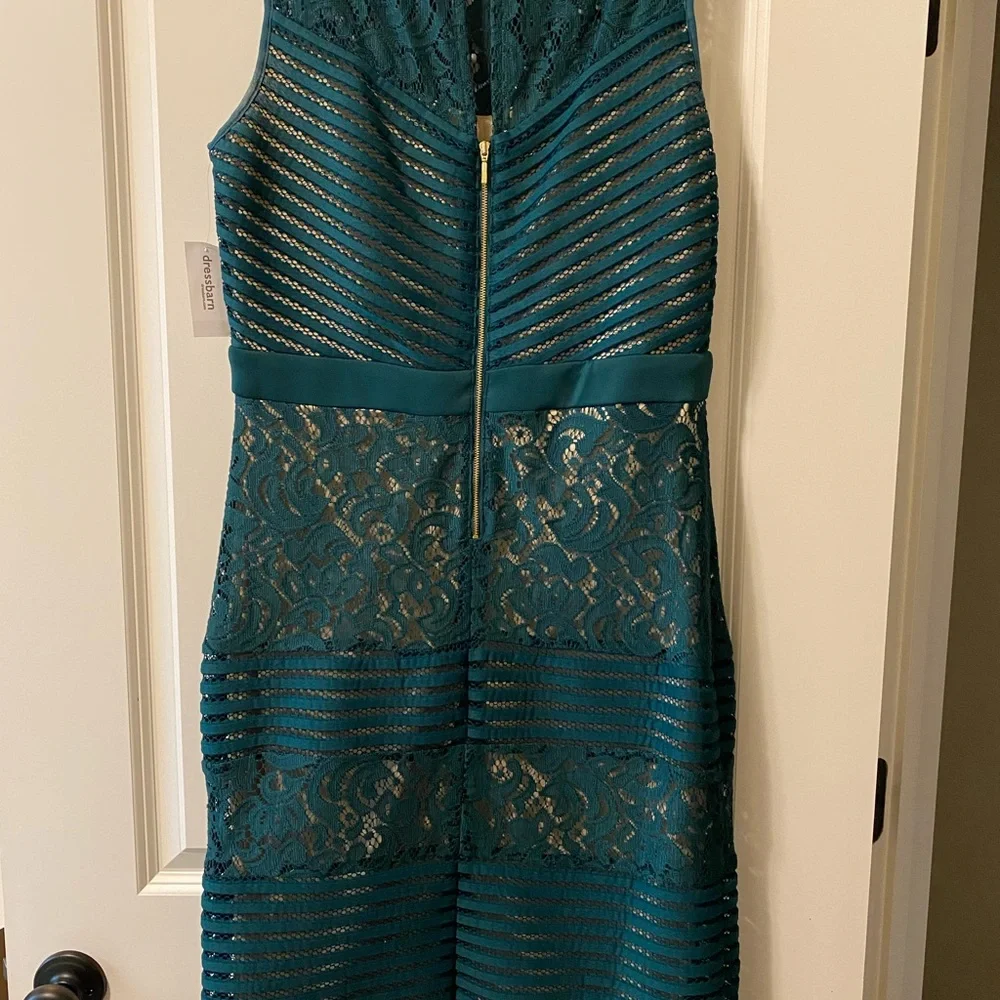 Green Lace and Mesh Sleeveless Dress with nude lining. Size 12 $40.00 - Picture 4 of 4